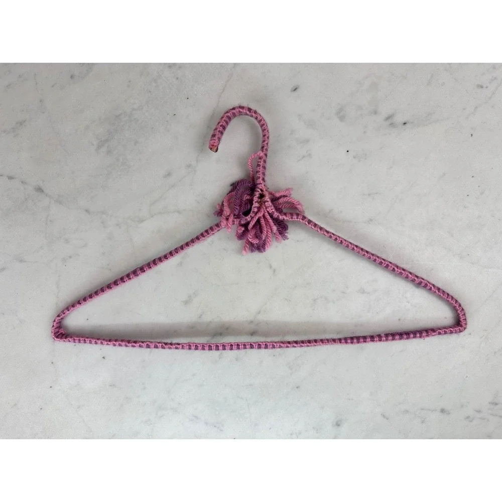 Crochet‎ Covered Wire Hangers Set of 5 Multicolor Excellent Boho PomPom